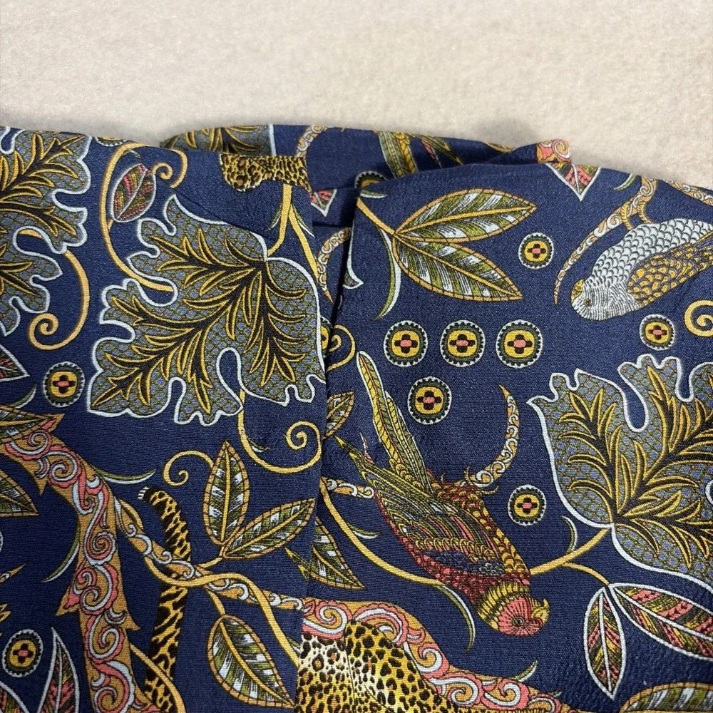 J Crew 100% Silk Full-Length Easy Pant | Botanical Cheetah Print Size 00